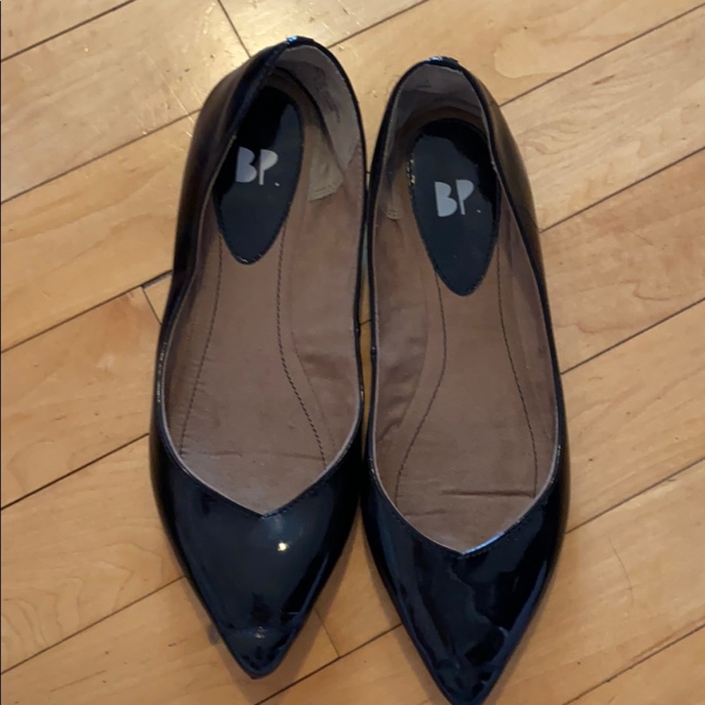 Black Patent Leather BP Pointed Toe Flats